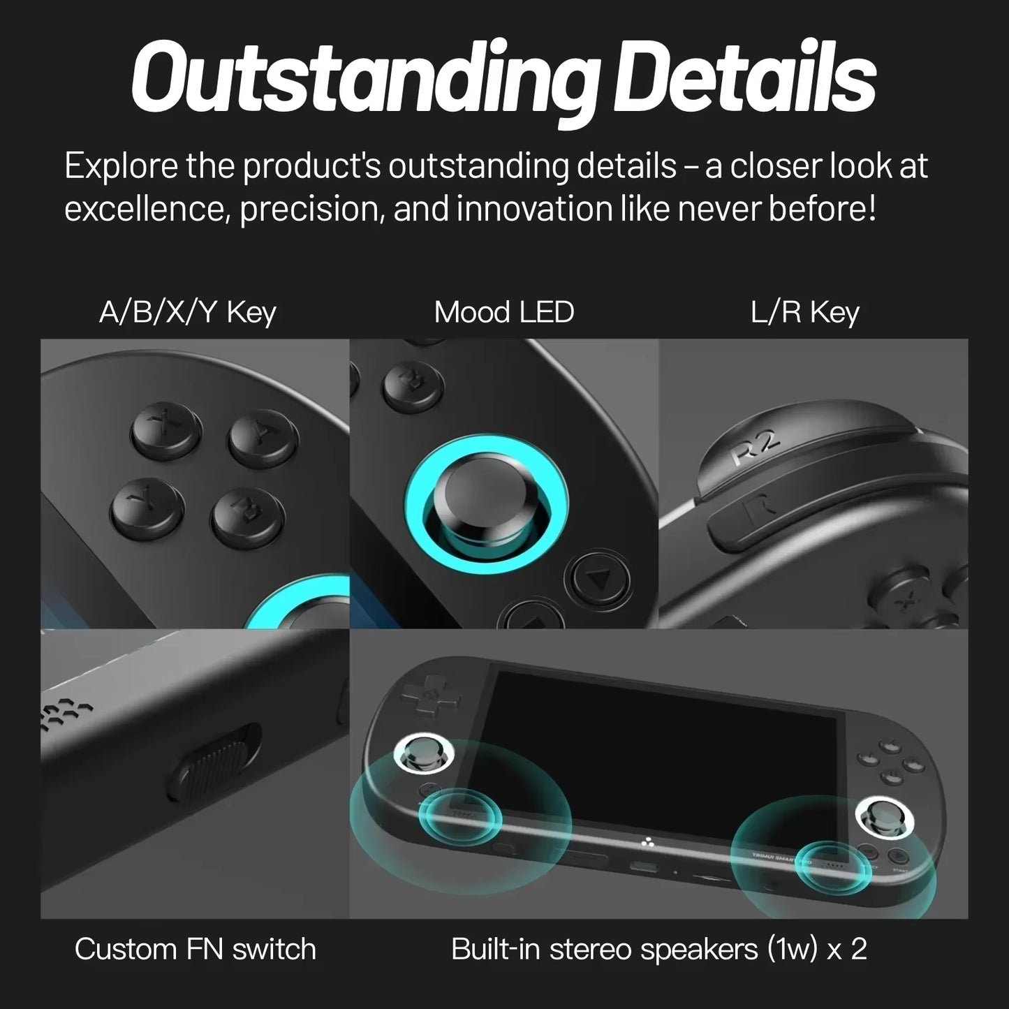 Smart Pro Handheld Game Console 4.96''IPS Screen Linux System Joystick RGB Lighting Smartpro Retro Video Game Player Gift