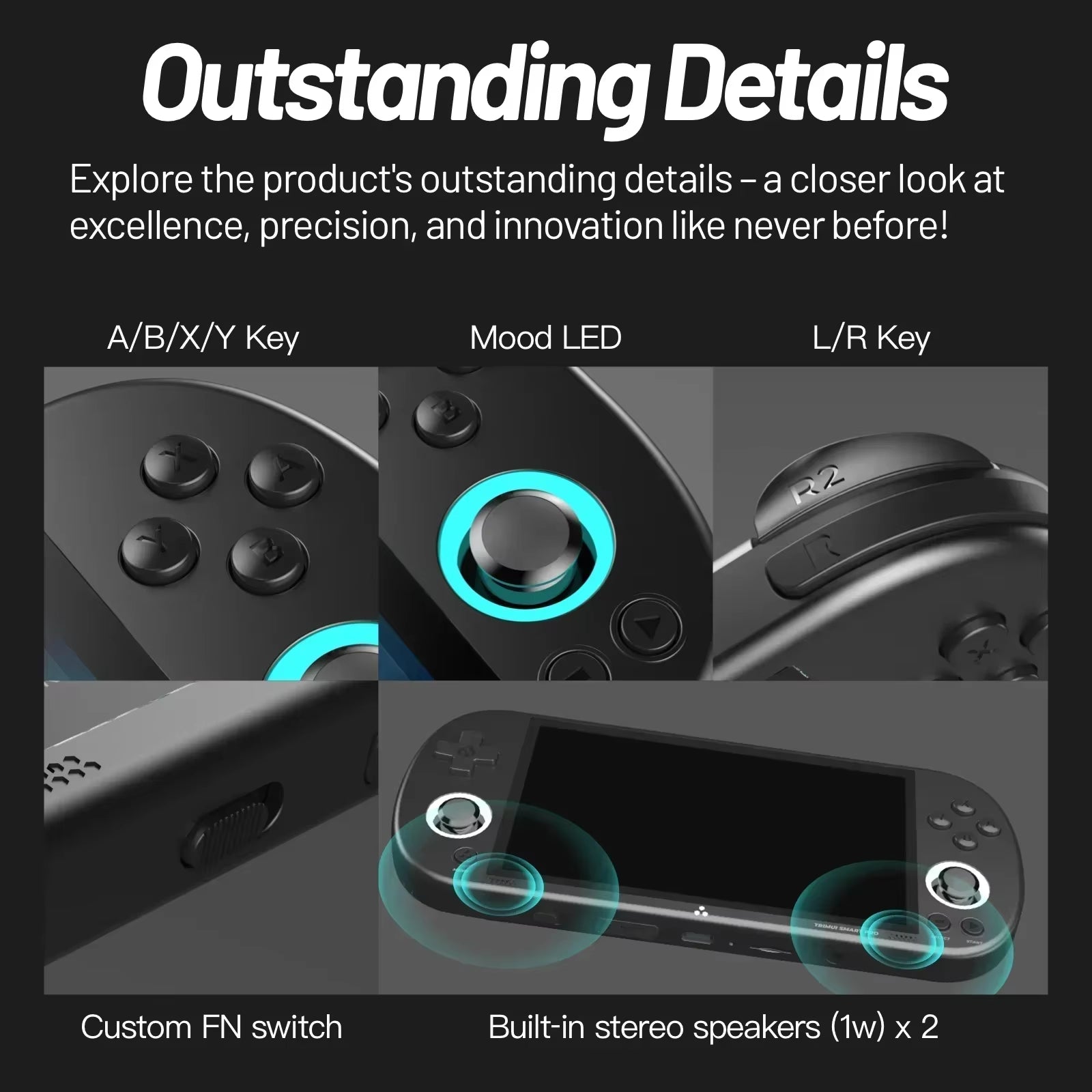 Smart Pro Handheld Game Console 4.96''IPS Screen Linux System Joystick RGB Lighting Smartpro Retro Video Game Player Gift