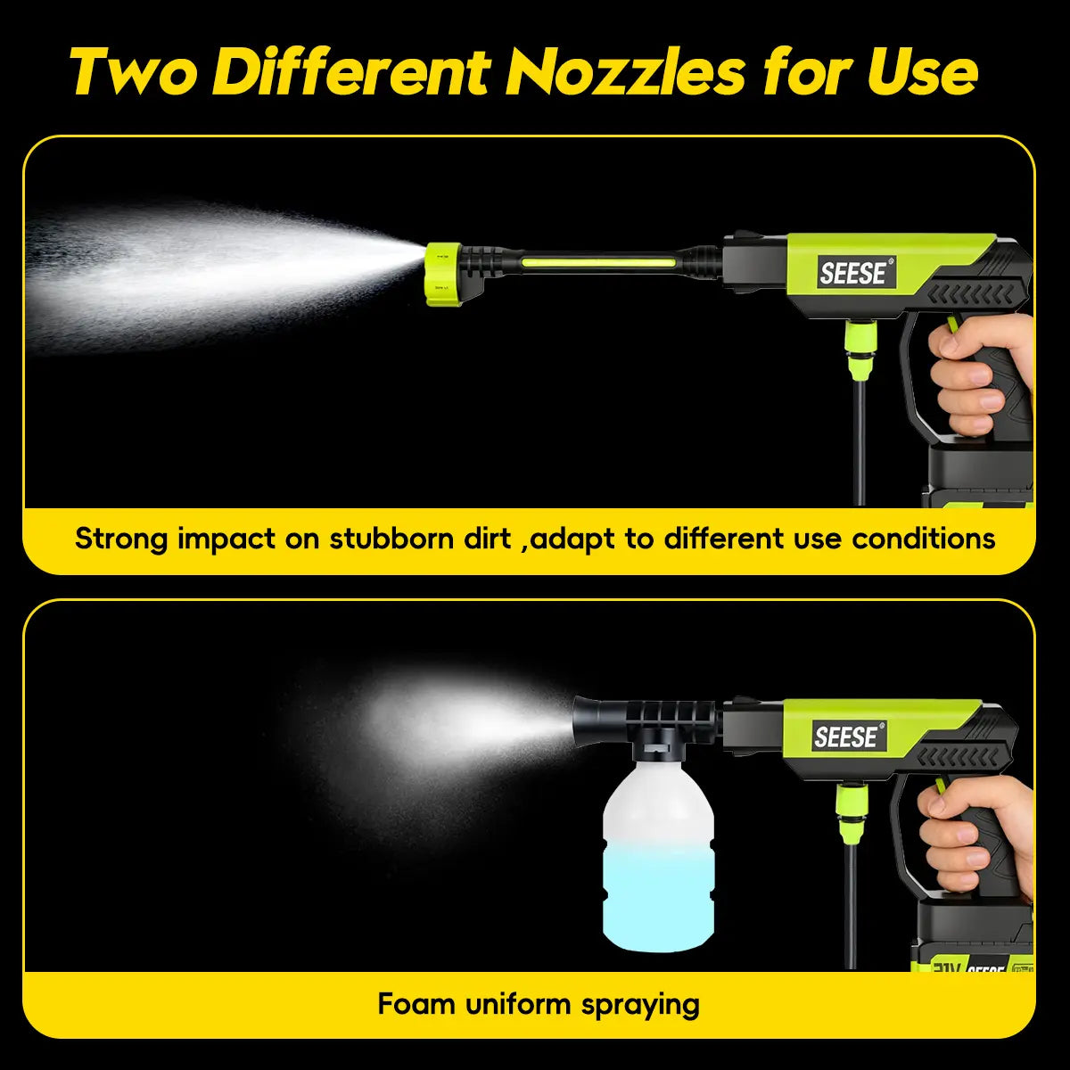 【Fathersdaygift】Seese Cordless Pressure Washer and Single Port Charger Base, Bottle Portable Washer for Car,Home Cleaning & Garden Watering Fathersdaygiftideas