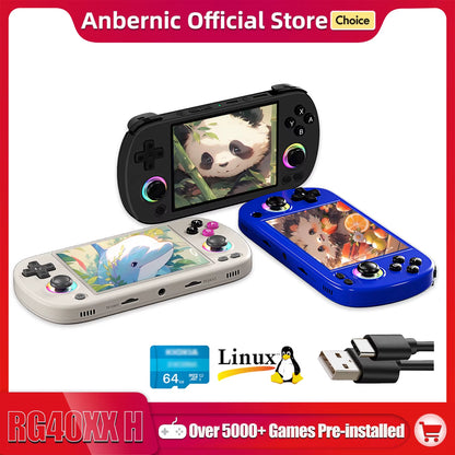 RG40XX H Handheld Game Console 4.0-In 640*480 IPS Screen 3200Mah 64 Bit System with RGB Light Built in 5K+Games RG40XXH