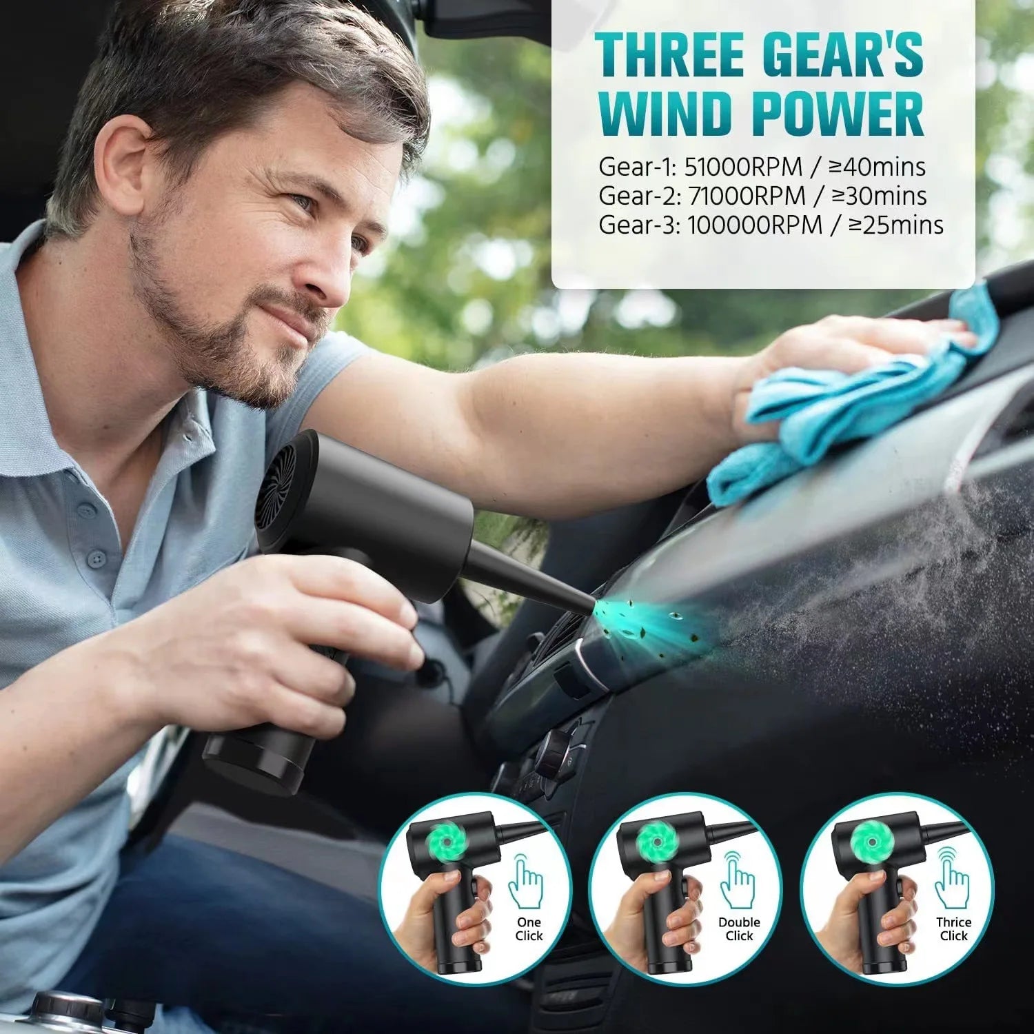 Compressed Air Duster Electric Rechargeable Cordless Air Blower Compressed Air for Cleaning Computer Keyboard Camera Car Home