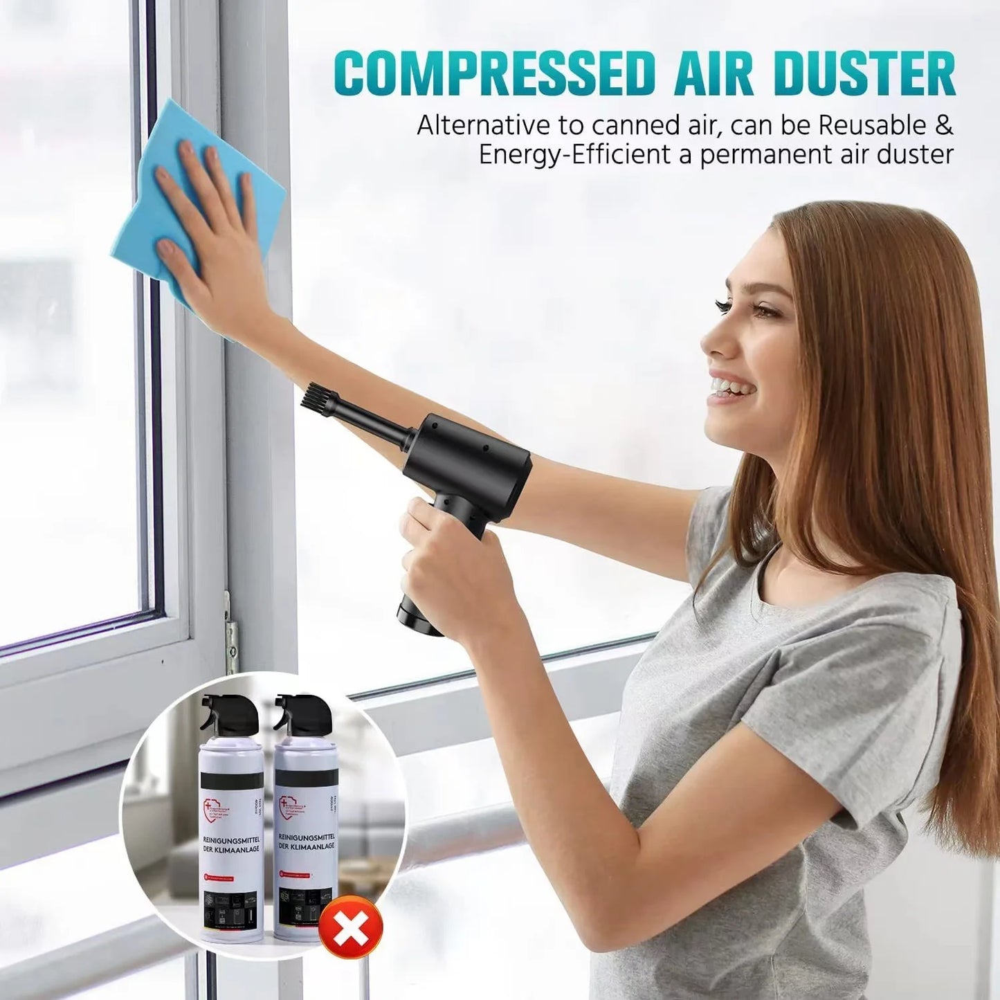 Compressed Air Duster Electric Rechargeable Cordless Air Blower Compressed Air for Cleaning Computer Keyboard Camera Car Home