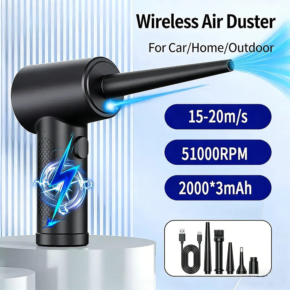 Compressed Air Duster Electric Rechargeable Cordless Air Blower Compressed Air for Cleaning Computer Keyboard Camera Car Home