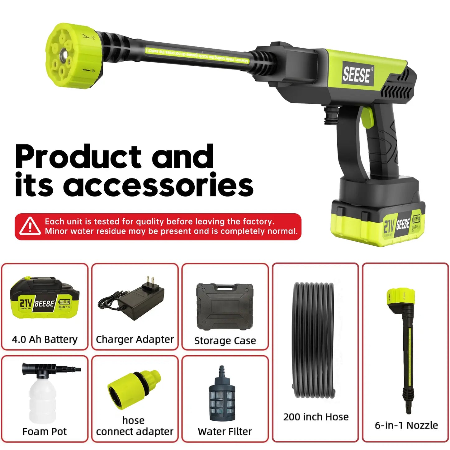 【Fathersdaygift】Seese Cordless Pressure Washer and Single Port Charger Base, Bottle Portable Washer for Car,Home Cleaning & Garden Watering Fathersdaygiftideas