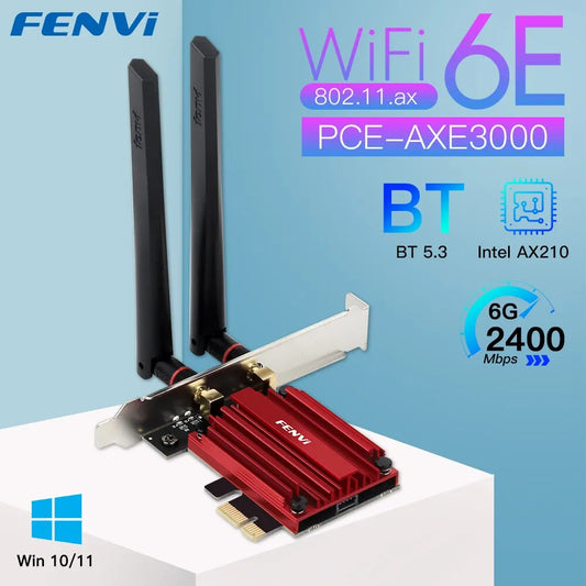 Wifi 6E AX210 5374Mbps Wireless PCIE Adapter Tri Band 2.4G/5G/6Ghz Compatible Bluetooth5.3 Network Wifi Card for Win 10/11