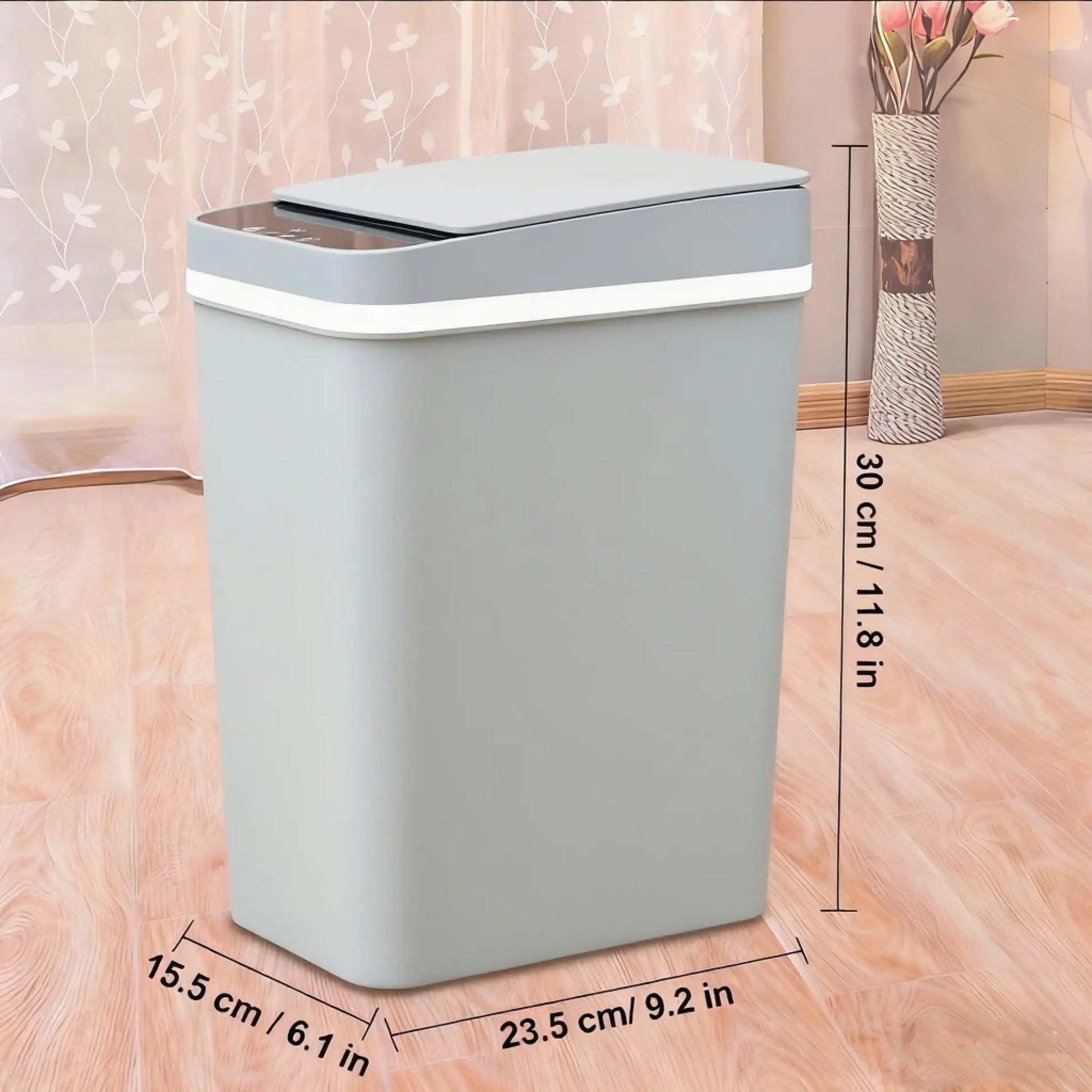 Automatic Touchless Garbage Can, 23.5Cm*15.5Cm*30Cm 12L Small Motion Sensor Smart Trash Bin for Bedroom Bathroom Office Living Room Kitchen Home Household Suppliers - Restroom