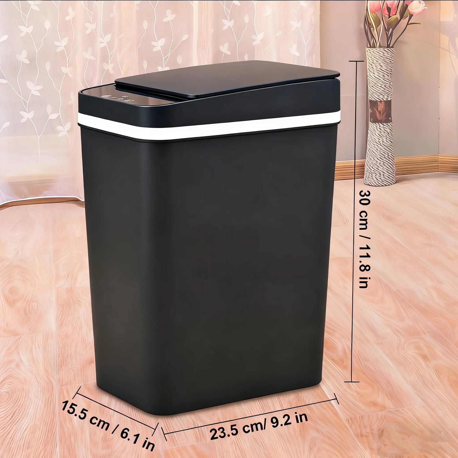 Automatic Touchless Garbage Can, 23.5Cm*15.5Cm*30Cm 12L Small Motion Sensor Smart Trash Bin for Bedroom Bathroom Office Living Room Kitchen Home Household Suppliers - Restroom