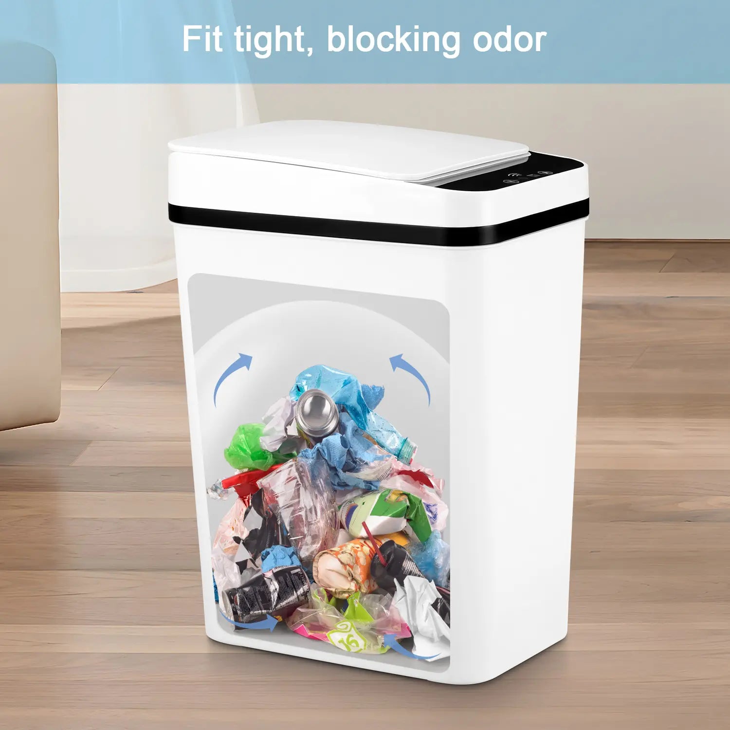 Automatic Touchless Garbage Can, 23.5Cm*15.5Cm*30Cm 12L Small Motion Sensor Smart Trash Bin for Bedroom Bathroom Office Living Room Kitchen Home Household Suppliers - Restroom
