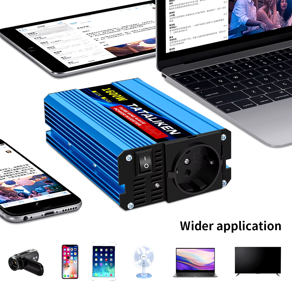 Pure Sine Wave Inverter 1000W-4000W DC 12V and 24V to AC 220V 50Hz Power Inverter Charger Adapter Universal Socket
