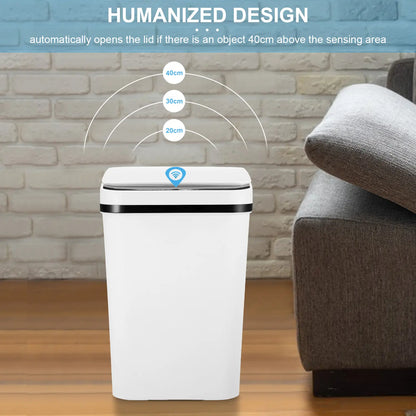 Automatic Touchless Garbage Can, 23.5Cm*15.5Cm*30Cm 12L Small Motion Sensor Smart Trash Bin for Bedroom Bathroom Office Living Room Kitchen Home Household Suppliers - Restroom
