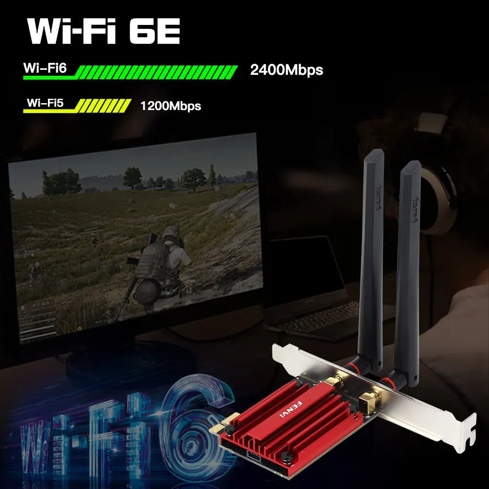 Wifi 6E AX210 5374Mbps Wireless PCIE Adapter Tri Band 2.4G/5G/6Ghz Compatible Bluetooth5.3 Network Wifi Card for Win 10/11