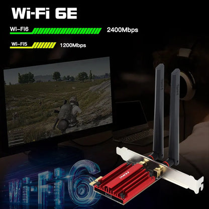 Wifi 6E AX210 5374Mbps Wireless PCIE Adapter Tri Band 2.4G/5G/6Ghz Compatible Bluetooth5.3 Network Wifi Card for Win 10/11