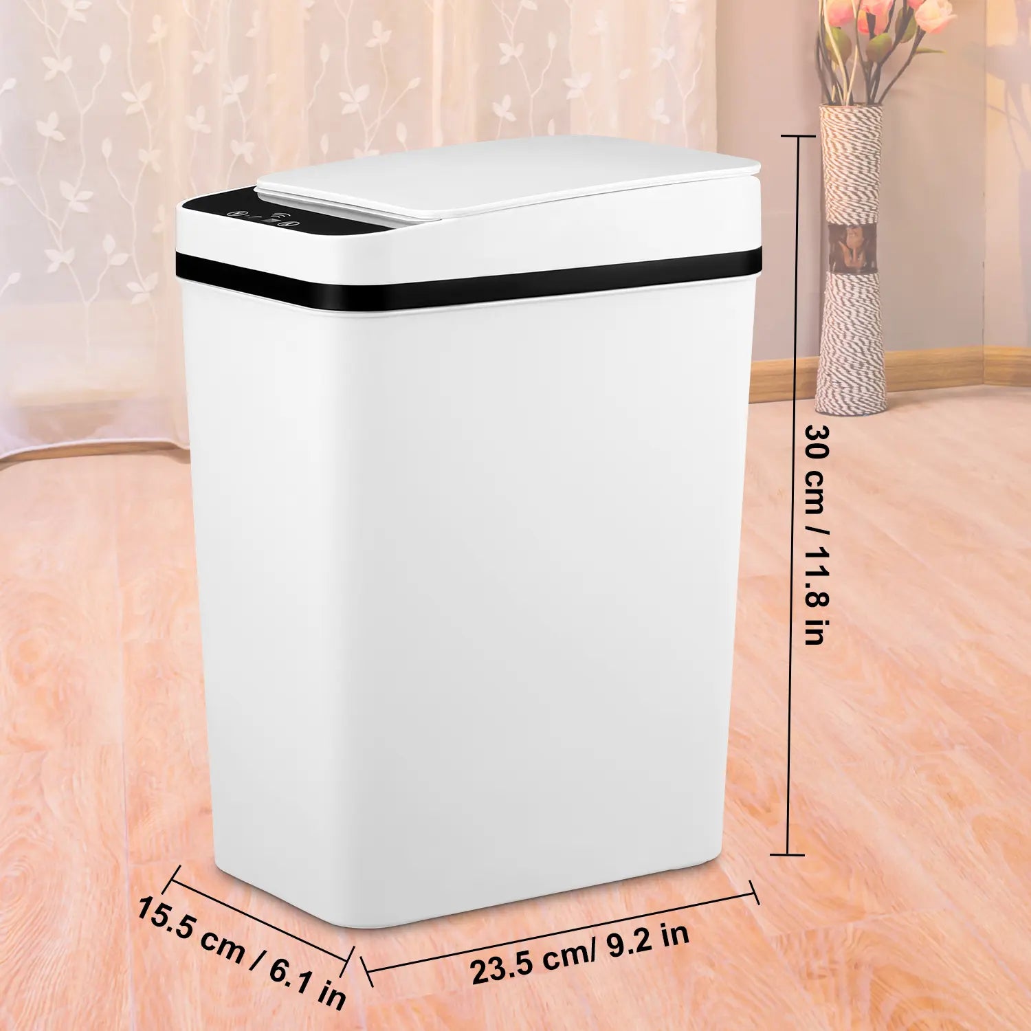 Automatic Touchless Garbage Can, 23.5Cm*15.5Cm*30Cm 12L Small Motion Sensor Smart Trash Bin for Bedroom Bathroom Office Living Room Kitchen Home Household Suppliers - Restroom
