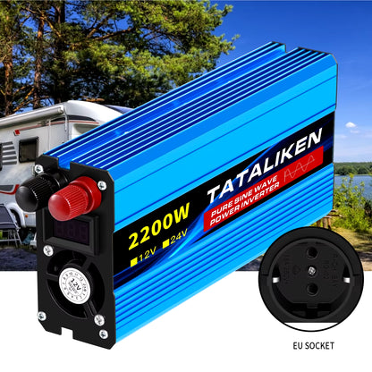 Pure Sine Wave Inverter 1000W-4000W DC 12V and 24V to AC 220V 50Hz Power Inverter Charger Adapter Universal Socket