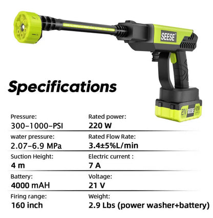 【Fathersdaygift】Seese Cordless Pressure Washer and Single Port Charger Base, Bottle Portable Washer for Car,Home Cleaning & Garden Watering Fathersdaygiftideas