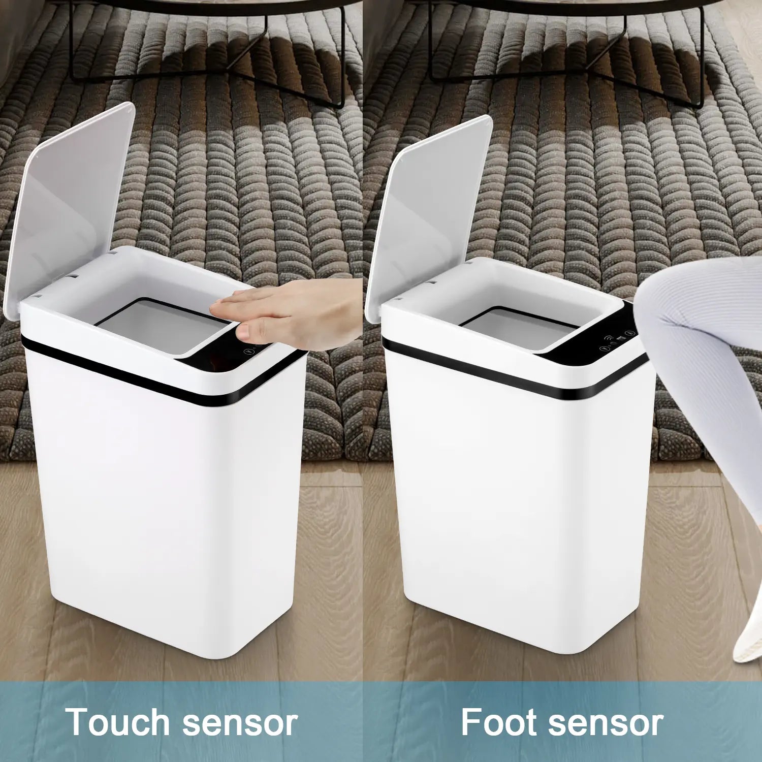Automatic Touchless Garbage Can, 23.5Cm*15.5Cm*30Cm 12L Small Motion Sensor Smart Trash Bin for Bedroom Bathroom Office Living Room Kitchen Home Household Suppliers - Restroom