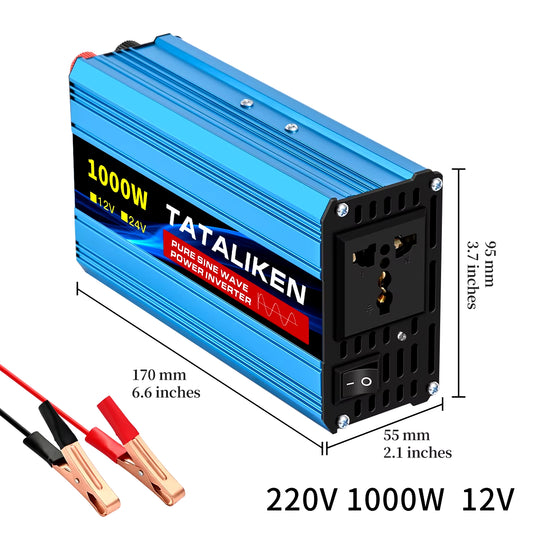 Pure Sine Wave Inverter 1000W-4000W DC 12V and 24V to AC 220V 50Hz Power Inverter Charger Adapter Universal Socket