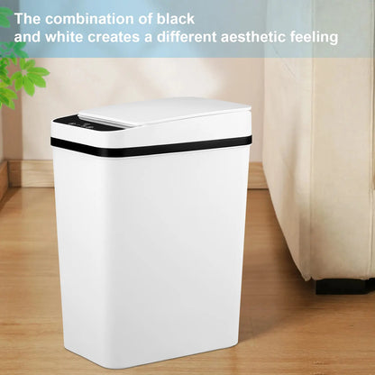 Automatic Touchless Garbage Can, 23.5Cm*15.5Cm*30Cm 12L Small Motion Sensor Smart Trash Bin for Bedroom Bathroom Office Living Room Kitchen Home Household Suppliers - Restroom