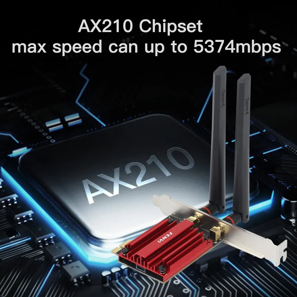 Wifi 6E AX210 5374Mbps Wireless PCIE Adapter Tri Band 2.4G/5G/6Ghz Compatible Bluetooth5.3 Network Wifi Card for Win 10/11