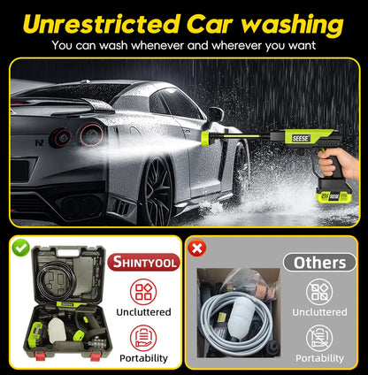 【Fathersdaygift】Seese Cordless Pressure Washer and Single Port Charger Base, Bottle Portable Washer for Car,Home Cleaning & Garden Watering Fathersdaygiftideas