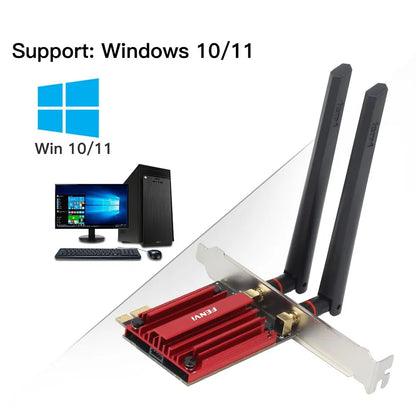 Wifi 6E AX210 5374Mbps Wireless PCIE Adapter Tri Band 2.4G/5G/6Ghz Compatible Bluetooth5.3 Network Wifi Card for Win 10/11
