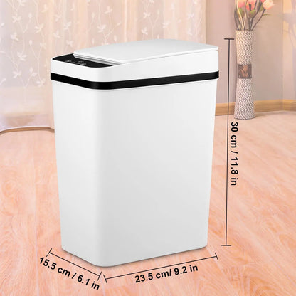 Automatic Touchless Garbage Can, 23.5Cm*15.5Cm*30Cm 12L Small Motion Sensor Smart Trash Bin for Bedroom Bathroom Office Living Room Kitchen Home Household Suppliers - Restroom