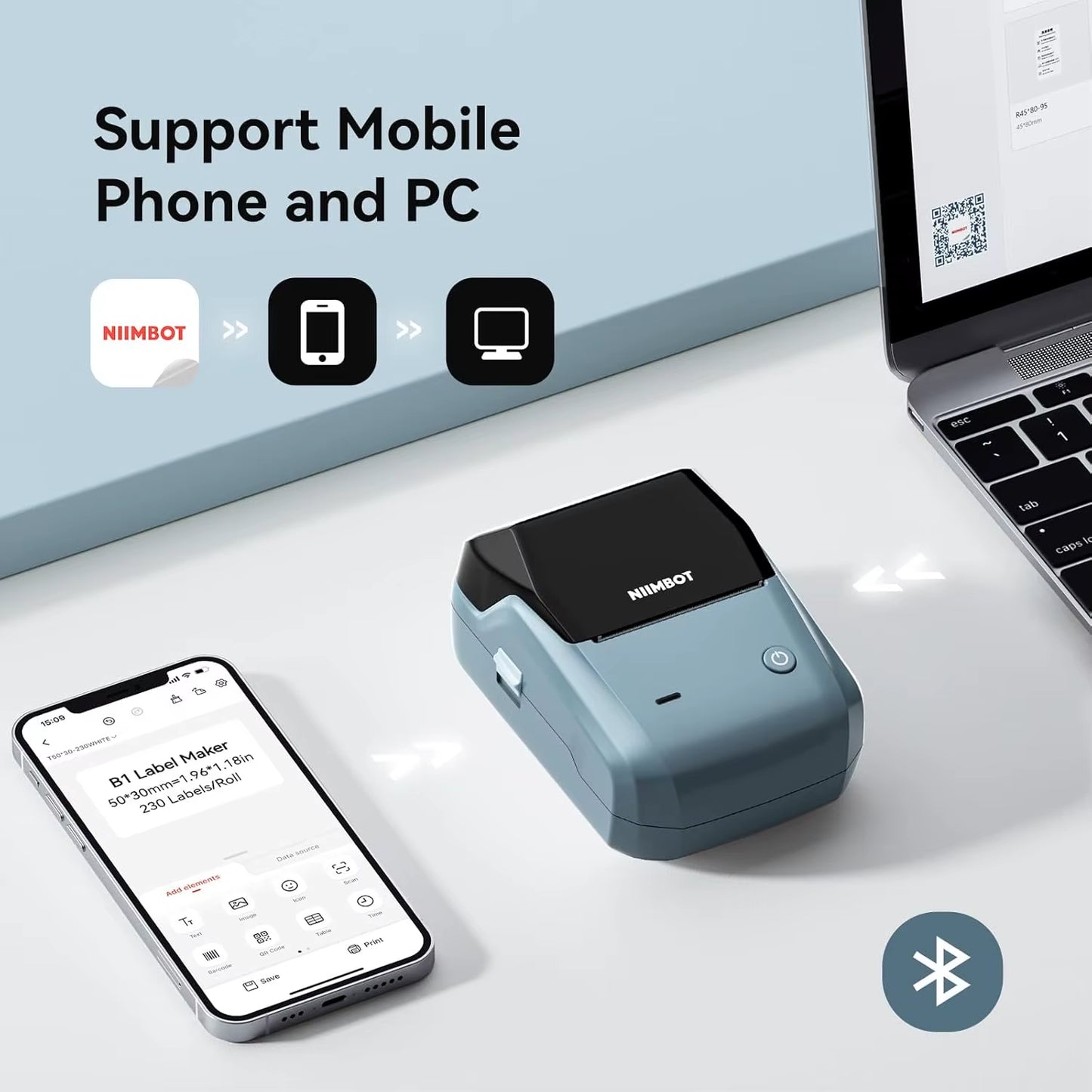 B1 Mini Label Thermal Printer Portable Self-Adhesive Bluetooth Maker Machine for round UV Tag Stickers Labels Rolls