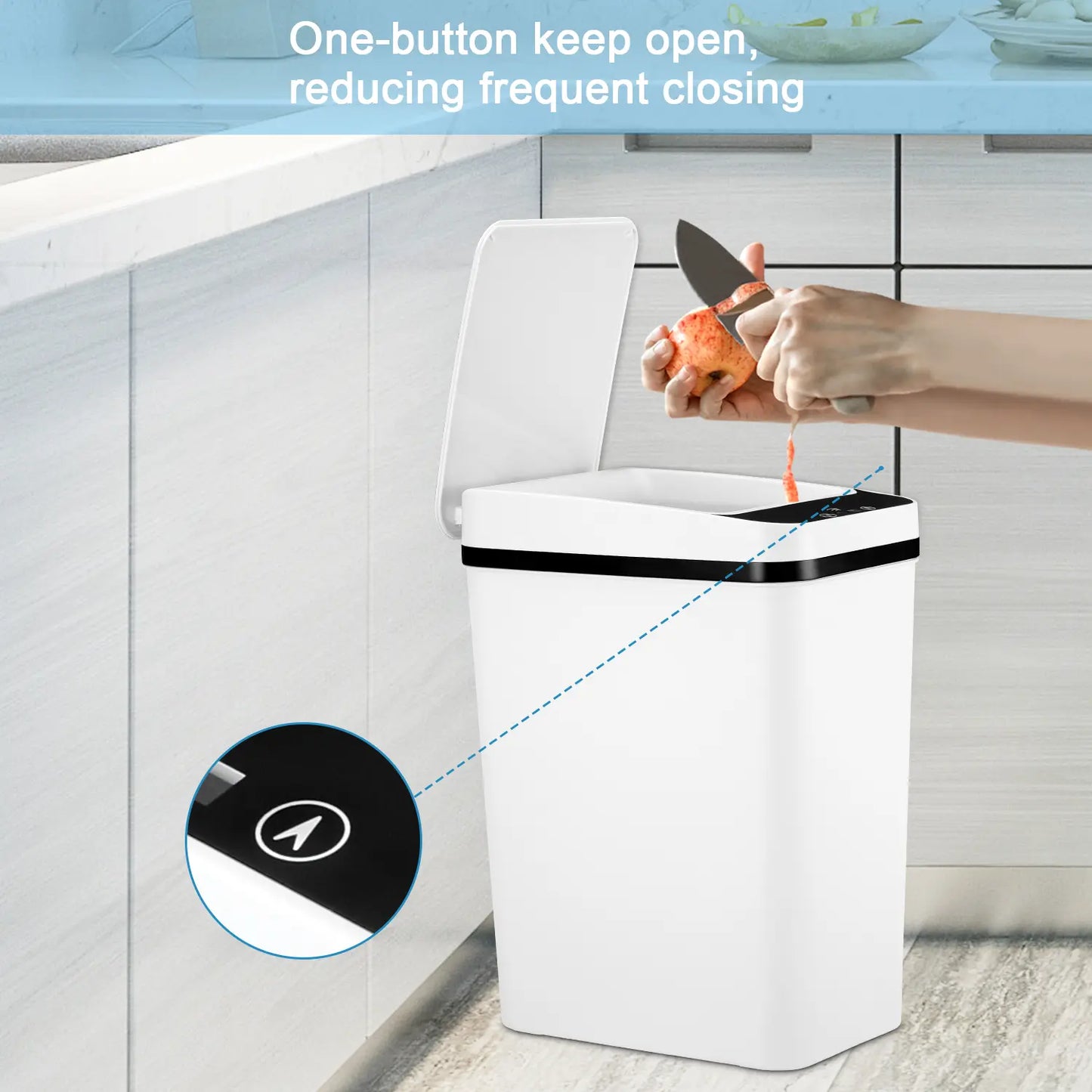 Automatic Touchless Garbage Can, 23.5Cm*15.5Cm*30Cm 12L Small Motion Sensor Smart Trash Bin for Bedroom Bathroom Office Living Room Kitchen Home Household Suppliers - Restroom
