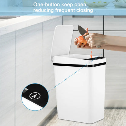 Automatic Touchless Garbage Can, 23.5Cm*15.5Cm*30Cm 12L Small Motion Sensor Smart Trash Bin for Bedroom Bathroom Office Living Room Kitchen Home Household Suppliers - Restroom