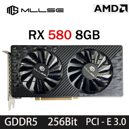 AMD RX 580 8GB 2048SP Gaming Graphics Card GDDR5 256Bit PCI-E 3.0 ×16 8Pin Radeon GPU Rx 580 Video Card Placa De Video